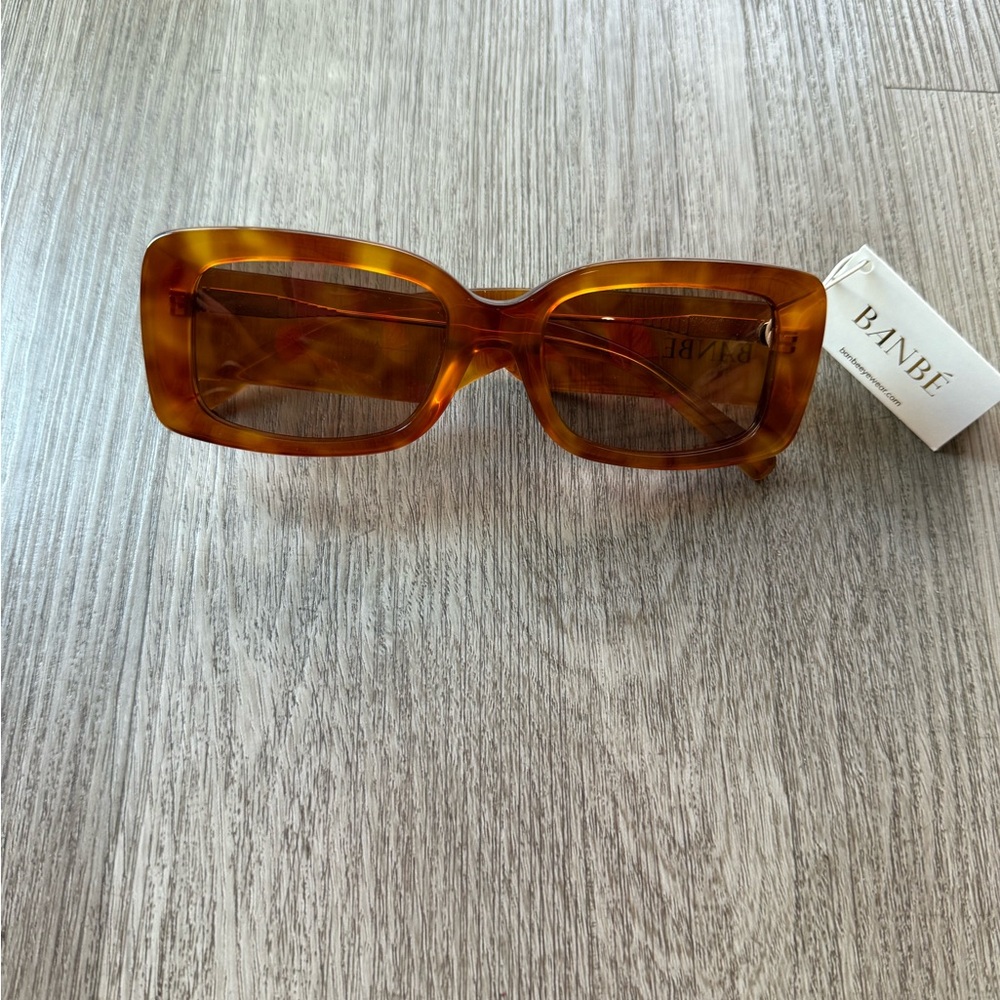 banbe the gigi brown tan tortoise square retro 90's sunglasses eyewear NEW